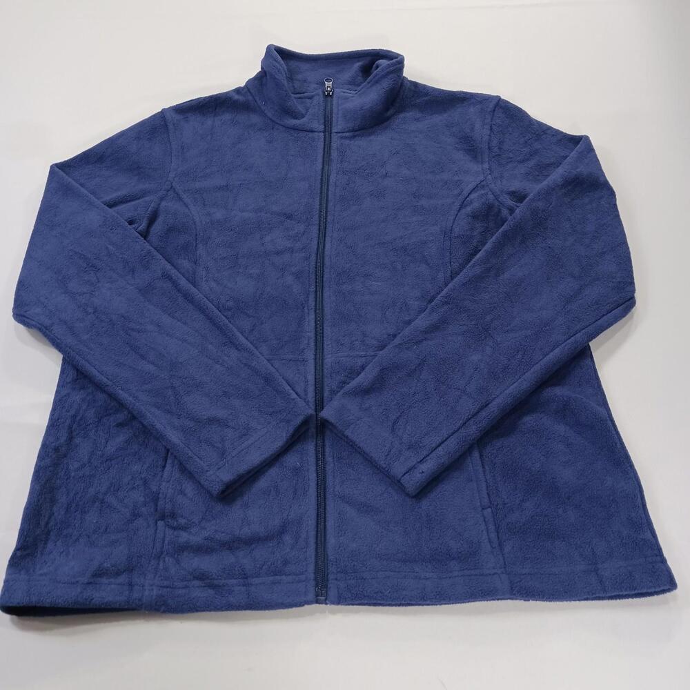 Cabelas RN#74747 Men's Blue Full Zip Fleece Mock Neck Fleece Jacket Size Large